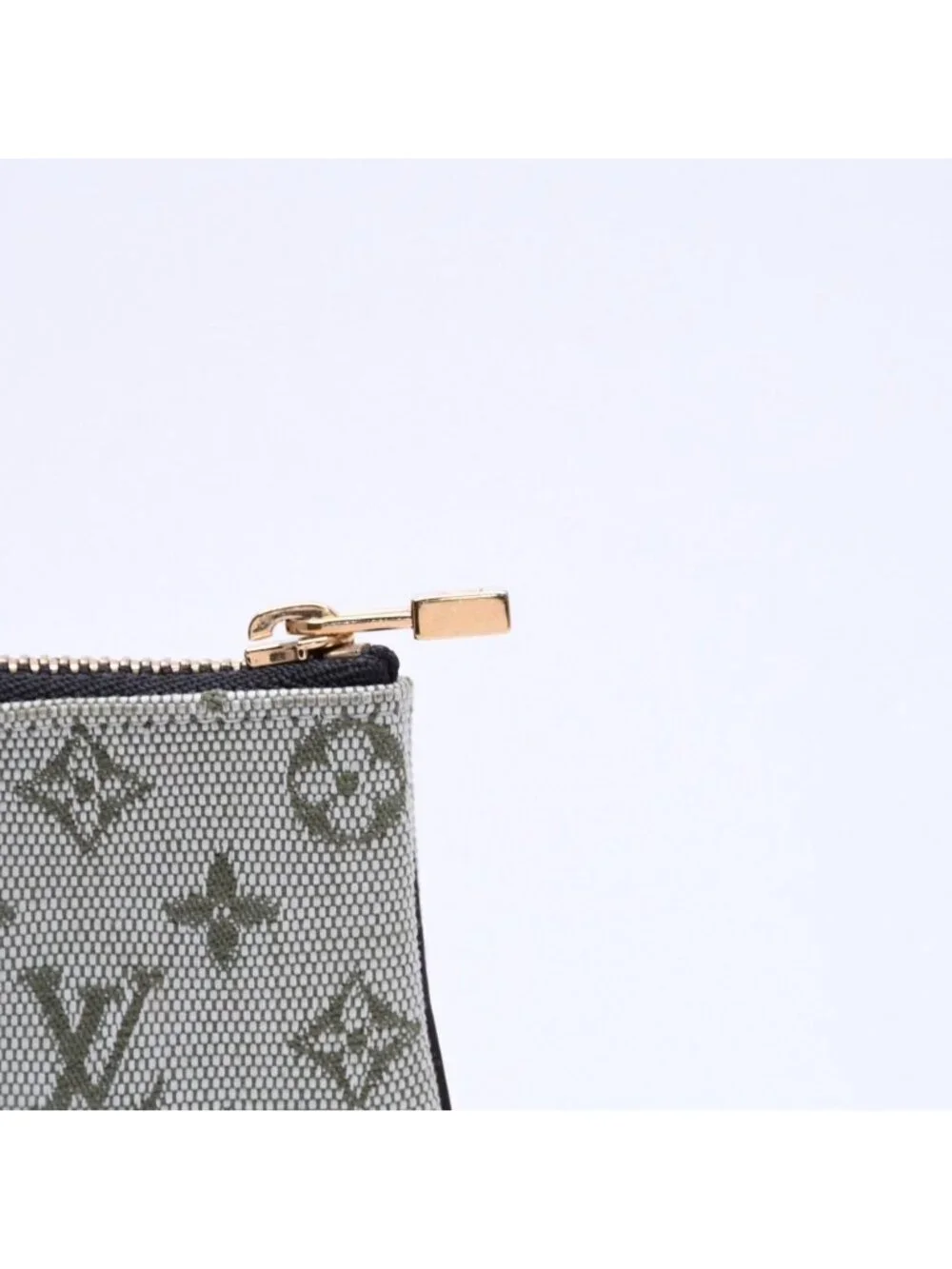 Louis Vuitton Monogram Mini Pochette Cles Coin Purse Canvas Gold Green